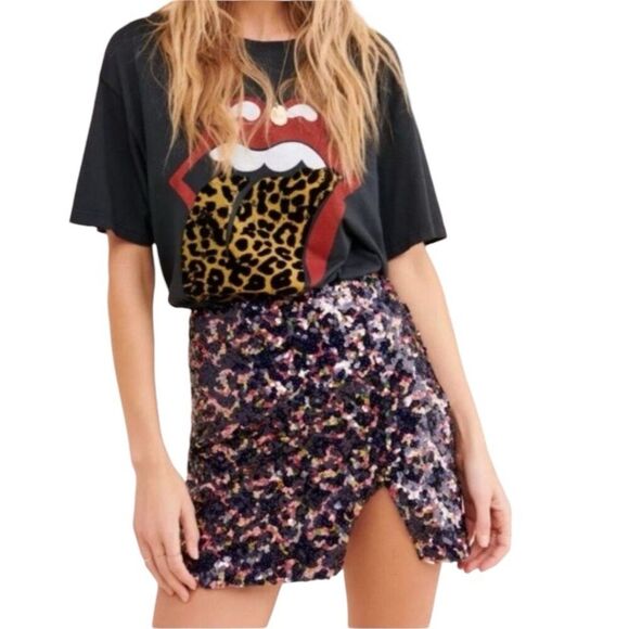 Urban Outfitters Darren Multicolor Sequin Mini Skirt Size Small - Picture 2 of 8